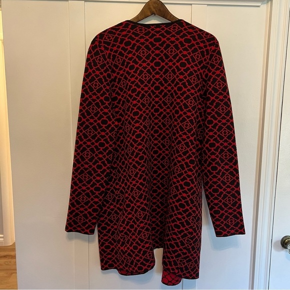 Women's Large Andrea Jovine Red and Black Open Front Cardigan - Picture 8 of 8